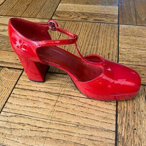 Red Patent Leather Maryjane Pump Platform Heel L'Atelier de Charlotte